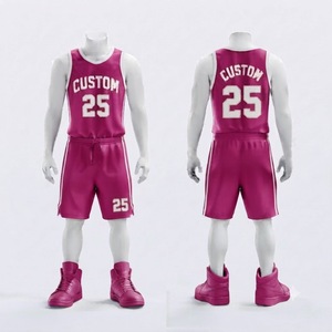 Magenta Custom Basketball Uniform Jersey and Shorts Set Breathable Mesh <b>Athletic</b> Team Wear Bulk Wholesale Manufacturer - Product Image 1
