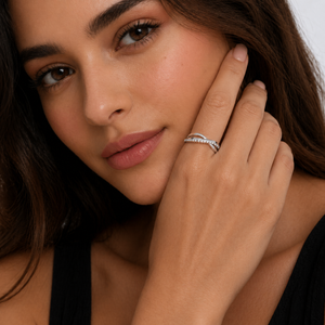 925 Sterling <b>Silver</b> Women's Twisted Infinity <b>Wave</b> <b>Ring</b> with Cubic Zirconia Minimalist Elegant High Polish Finish Daily Wear Wedd - Product Image 1