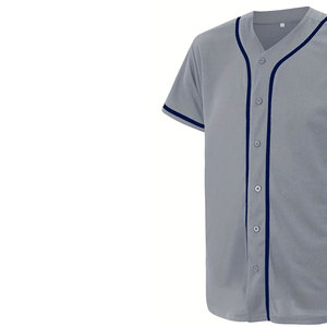 Camiseta al por mayor con MOQ bajo, 100% poliéster, jersey de béisbol para hombre y joven, uniformes de softbol personalizados, color sólido estampado - Product Image 6