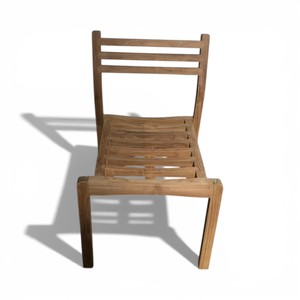 Stackable Handmade Teak <b>Garden</b> Chair Solid Wood Slatted Weather Resistant Outdoor Patio Seating Minimalist Tapered Legs - Product Image 6
