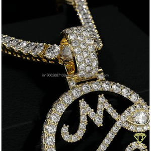 Collar con colgante de escritura personalizada en plata 925 Moissanite Diamond GIA certificado estilo Hip Hop chapado en rodio - Product Image 2