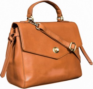Bolso de Piel Auténtica para Mujer con Solapa y Cierre de Botón, Correa para el Hombro, Estilo Clásico, Uso Diario, Color Marrón, Duradero, Hecho en India - Product Image 1