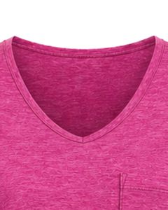 เสื้อยืดคอกว้างสีชมพูแบบสั่งทำพิเศษสำหรับผู้หญิง แขนสั้น ผ้าคอตตอนผสม เนื้อนุ่ม น้ำหนักเบา มีกระเป๋าเสื้อ ใส่สบายในฤดูร้อน เหมาะสำหรับใส่ทุกวัน - Product Image 4