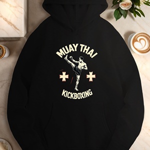เสื้อฮู้ดถักลายพิมพ์สไตล์วินเทจสำหรับนักมวยไทยหญิง - Product Image 2
