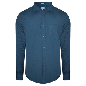 Chemise en jean pour homme, couleur unie, manches longues, style professionnel, nouveau modèle été, 100% coton, col rabattable, vente en gros - Product Image 5