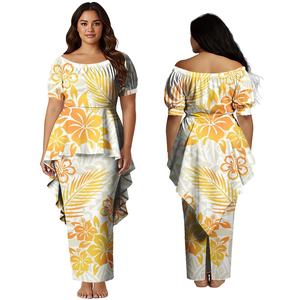 Classic Design Custom Pattern Aloha Beach Dresses Samoan Casual Lady Dress Polynesian Fashion <b>Top</b> and Skirts 2pcs Set Puletasi - Product Image 6