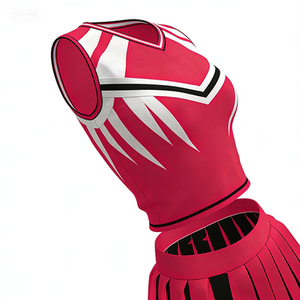 Ensemble d'uniformes de cheerleading pour filles et adultes, en laine/soie teinte en pièce, respirant, élastique, de haute qualité, 280g, avec impression par transfert thermique - Product Image 3