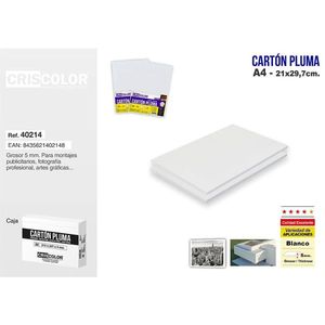 Cartoncino Criscolor A4 21x29,7cm 5mm Bianco per Montaggi Pubblicitari, Fotografia e Grafiche Artistiche - Product Image 1