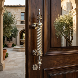 Poignée de porte en laiton en spirale impériale |   Poignée d'entrée moderne de luxe |   Matériel architectural durable pour les portes principales des hôtels - Product Image 3