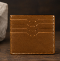 Dompet Kulit Asli Coral Weavers, Tipis, Saku Depan, Banyak Slot Kartu, Tanpa Penutup, 3 Inci, Minimalis, Ringkas
