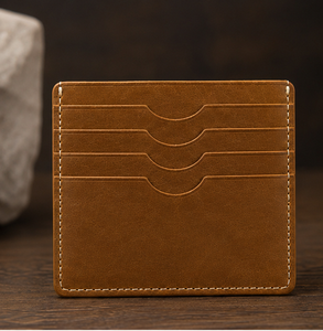 Portefeuille fin en cuir véritable Coral Weavers, poche avant, plusieurs emplacements pour cartes, sans fermeture, 3 pouces, minimaliste, compact, étui à cartes - Product Image 1