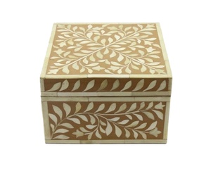 Qalara MDF incrustaciones de hueso Natural Chevron diseño arte decorativo antiguo joyero caja de almacenamiento - Product Image 3