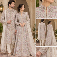 Tissu en dentelle brodée à motif floral, largeur standard, pour usage textile domestique, vêtements ethniques pour femmes, veste, lahenga, sherwani, abaya