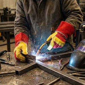 Gants de travail en cuir de chèvre de haute qualité, résistants à l'abrasion et aux perforations, pour la construction. - Product Image 4