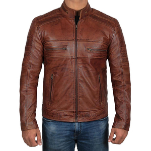 Nouvelle veste en cuir véritable pour homme, de haute qualité, style motard, avec fermeture éclair, nouvelle veste décontractée tendance, disponible dans toutes les couleurs - Product Image 1