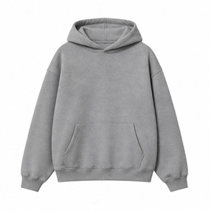 เสื้อฮู้ดโอเวอร์ไซส์แบบยูนิเซ็กซ์ สีเทาล้วน ผ้าฝ้ายเฟรนช์เทอร์รี่ สวมใส่สบาย ระบายอากาศได้ดี ล้างสีแบบแอซิดวอช มีกระเป๋า เหมาะสำหรับใส่ในฤดูหนาว - Product Image 1