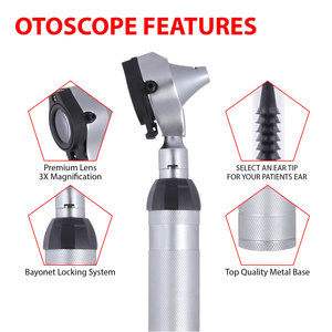 Kit d'examen otoscopique pour étudiants à usage domestique, ensemble de diagnostic à fibre optique en acier inoxydable, étui rigide en plastique, portable, pour la formation médicale - Product Image 3