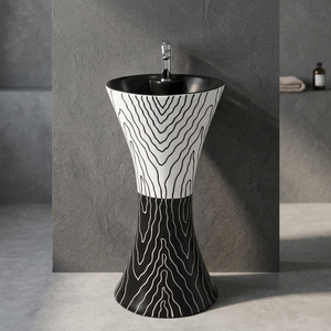 Nuevo Lavabo Moderno Cuadrado de Mármol con Pedestal, Independiente, de Una Pieza, de Lujo, para Hotel o Sótano - Product Image 4