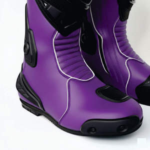 Bottes de moto unisexes violettes en cuir respirant, coupe-vent, grande taille, imperméables, pour toutes les saisons - Product Image 6