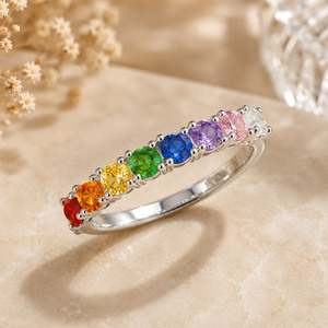Prong Setting Gemstone Cubic Zircon Fine Rainbow Sapphire <b>Ring</b> - Product Image 3