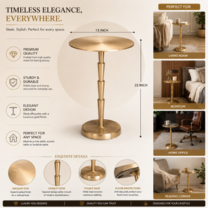 Modern <b>Gold</b> Metal <b>Side</b> <b>Table</b> Round Accent End <b>Table</b> with Tapered Pedestal Base for Living Room, Bedroom & Home Office Hotel - Product Image 6