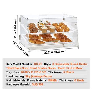 Vetrina Espositiva Commerciale a 2 Livelli per Pasticceria, Espositore in Acrilico con Accesso Posteriore e Accessori Rimovibili - Product Image 6