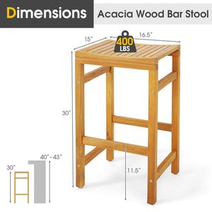 Chaise de bar de 30 pouces de hauteur avec siège en forme de selle et repose-pieds robuste pour tabourets de bar - Product Image 2