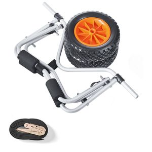 Kayak Cart 10 Inch Solid Rubber Tires 1 Ratchet Strap <b>Foldable</b> Kayak <b>Trolley</b> 250 Lbs Load for Paddle Board Tro 2 Person Kayak - Product Image 1