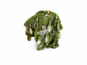 Luxury Green Hand Beaded Clutch Bag with Crystal Drops Designer Evening Party Handbag for Women - Product Image 5