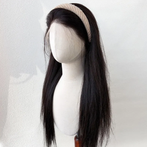 ผมแท้แบบดิบ  ชนิด HD Invisible Lace Frontal Closure  แบบถอนขนมาแล้ว  เนื้อผมตรงสลวย  พร้อมเชือกผูกผม - Product Image 1
