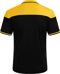 Men's Black Yellow Color Block Slim Fit Cotton Jersey Business for Shirt Short Sleeve Knitted Casual Turn-down Collar Solid - Product Image 4