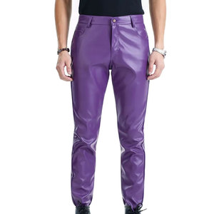 Premium <b>Men</b> Leather Pants Stylish Slim Fit Design Straight Pattern Lightweight Waterproof for Casual Daily Wear Street Fashion - Product Image 1