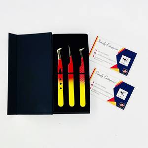 Juego de Pinzas para Pestañas Somofy Enterprises, Herramientas de Precisión de Acero Inoxidable, Antiestáticas, Duraderas, Punta Suave, Degradado Rojo Amarillo - Product Image 3