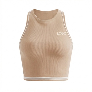 Débardeur côtelé sans couture pour femme, col rond, color block, respirant, pour fitness, yoga, tenue décontractée d'été - Product Image 1