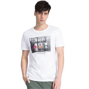Camiseta de manga corta con cuello redondo de algodón 100% para hombre, estampado de letras formales DTG, tela de punto teñida lisa de alta calidad - Product Image 1