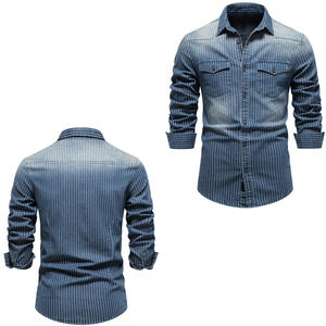 Jeans grande taille pour hommes, chemise décontractée à manches longues en coton et denim, meilleure vente, chemise en jean surdimensionnée de dernière génération - Product Image 3