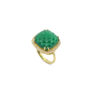 925 Sterling Silver Natural <b>Green</b> Onyx <b>Ring</b> Gold Plated OEM ODM Fine Jewelry - Product Image 2