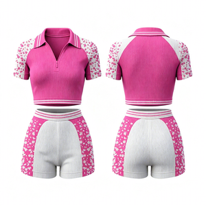 2026 Spring Casual Streetwear Women's Print Cotton Two-Piece <b>Set</b> Short-Sleeve Short Top Knee Shorts Breathable Non-Pilling - Product Image 5