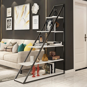 Industrial Style 5-Tier Ladder Bookshelf Metal Frame Wooden Shelving <b>Unit</b> for Living Room Home Storage - Product Image 2