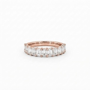 Wholesale 10K 14K 18K Solid Gold Emerald Cut Lab Grown Diamond Half Eternity <b>Proposal</b> <b>Ring</b> IGI Certified Prong Set Wedding Band - Product Image 6