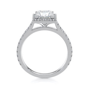 Anillo de Compromiso de Lujo con Diamante Cultivado en Laboratorio Corte Princesa, Halo de Diamantes, Banda de Diamantes Pavé de 2.15 CTW, Chapado en Rodio de 14kt, Aniversario de Bodas - Product Image 2