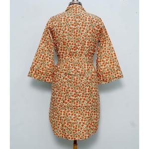 Chemise Kimono Bohème Mi-Longue pour Femme Indienne, en Coton Élégant, Vêtement de Nuit avec Ceinture à Nouer et Boutons Décoratifs, Coupe Ample et Confortable - Product Image 6