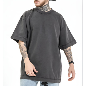 Custom Cropped Boxy Fit Oversized Heavy Weight 100% Cotton T-<b>Shirts</b> Blank Tee Wholesale Drop Shoulder - Product Image 4