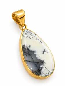 Pendentif en opale dendrite, pierre de naissance, fait main, plaqué or, breloques en argent 925, cristal de guérison, bijoux de mariage, votre choix - Product Image 1