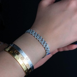 Bracelet cubain en moissanite, chaîne cubaine en argent sterling 925, bijoux fins pour femmes, bracelet tennis pour hommes - Product Image 3