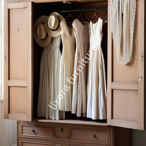 Luxury Handcrafted Solid Wood 2 Door <b>Wardrobe</b> Ornate French Provincial Carving Natural Finish - Product Image 3