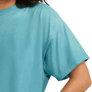 Camiseta de Algodón para Mujer, Cuello Redondo, Manga Corta, Color Sólido, Corte Holgado, Informal, Transpirable, para Verano - Product Image 1