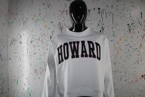 HOWARD WHITE <b>Mock</b> <b>Neck</b> Sweatshirt 100% BLACK Applique Embroidery wide <b>neck</b> Sweatshirt Finer Threads - Product Image 4