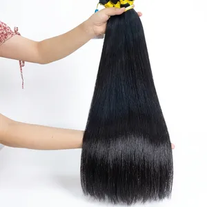 Mèches de cheveux humains vierges, noir naturel, longues et lisses, 100% cheveux bruts non traités, en vrac, taille personnalisée - Product Image 5