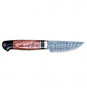 Outil utilitaire artisanal en acier Damas avec manche en bois de rose et intercalaire en corne - Product Image 1